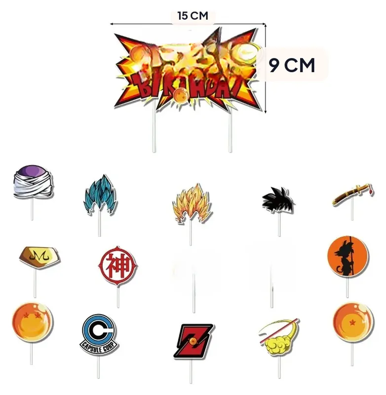 Adornos de cumpleaños de Dragon Ball Z: topper y banners