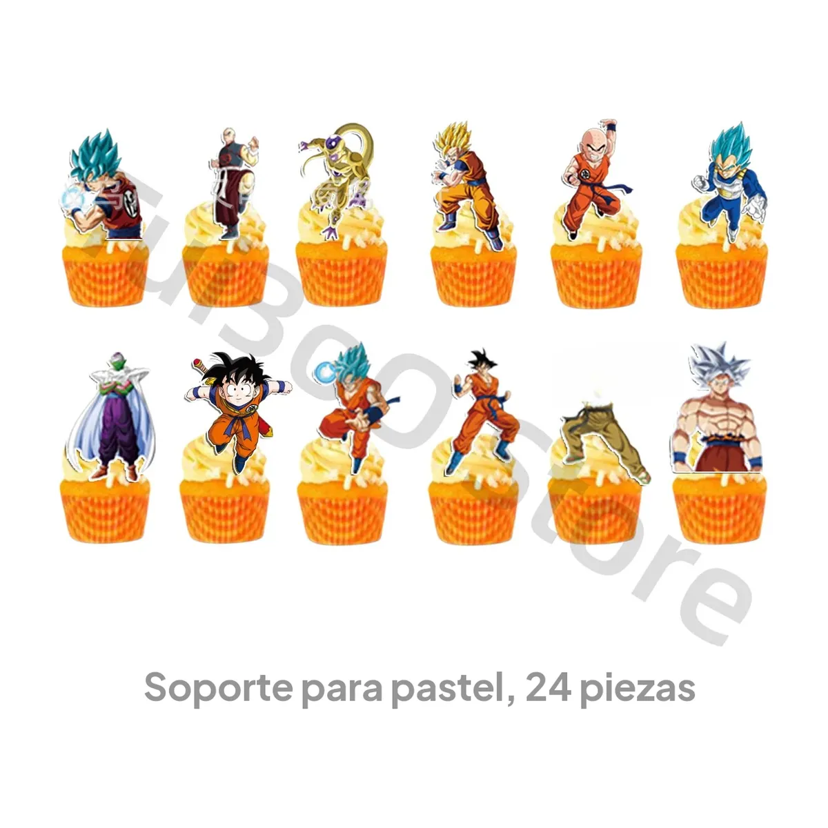 Artículos de fiesta de cumpleaños de Dragon Ball: globos y vajilla – adorno para pastel, 24 piezas
