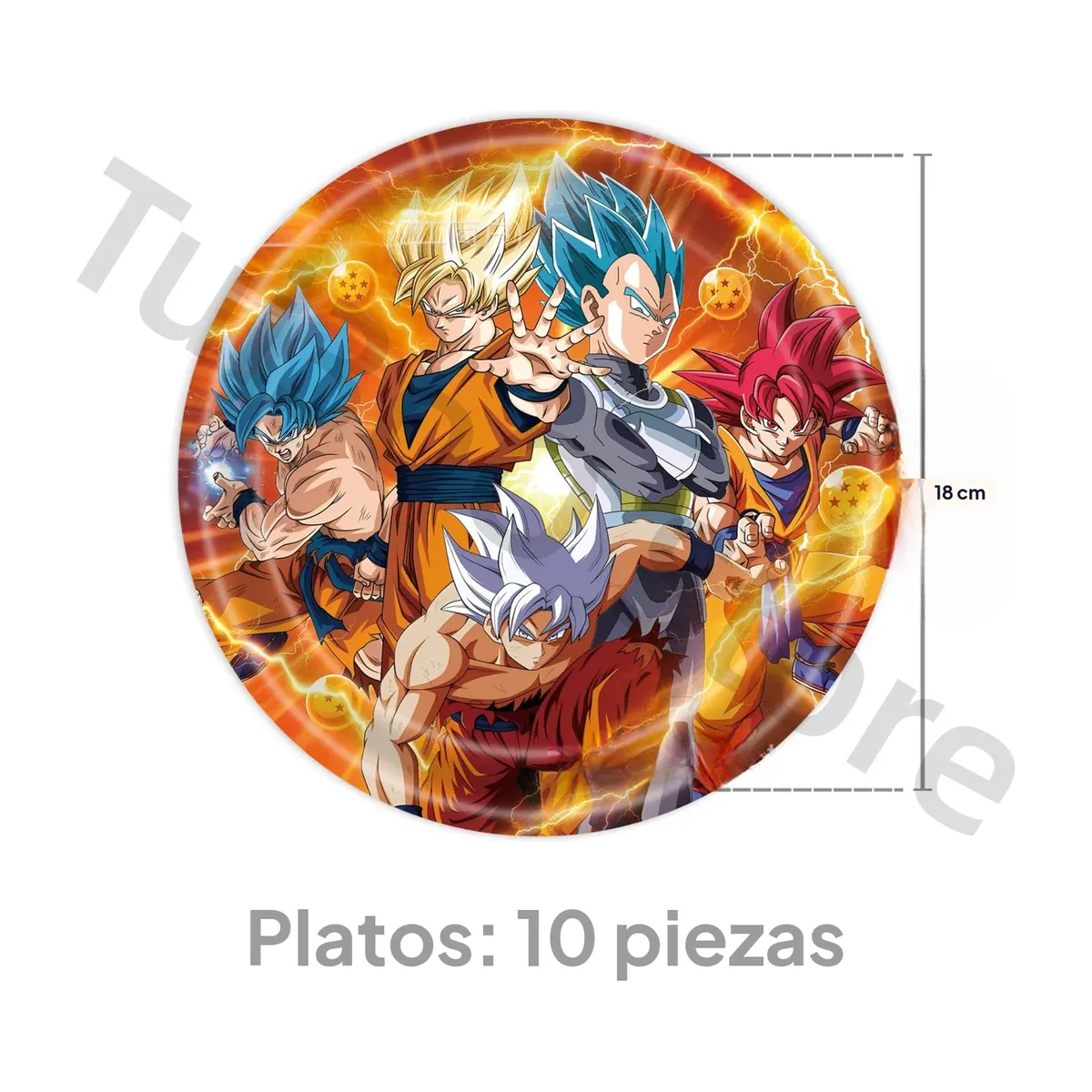 Artículos de fiesta de cumpleaños de Dragon Ball: globos y vajilla – platos de 7 pulgadas, 10 piezas