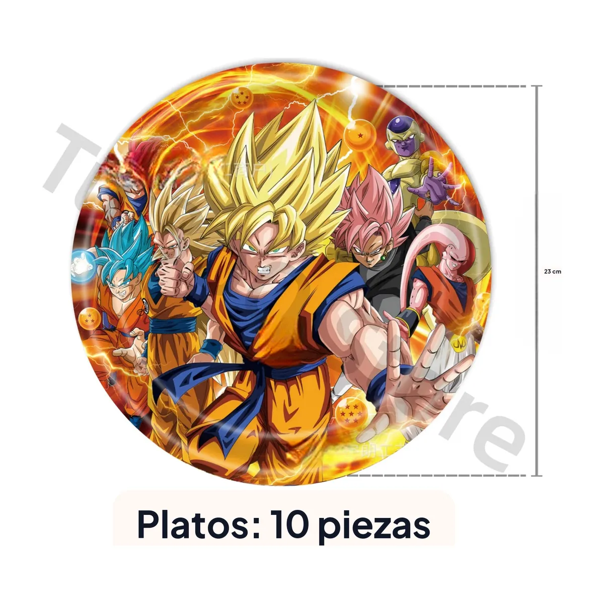 Artículos de fiesta de cumpleaños de Dragon Ball: globos y vajilla – platos de 9 pulgadas, 10 piezas