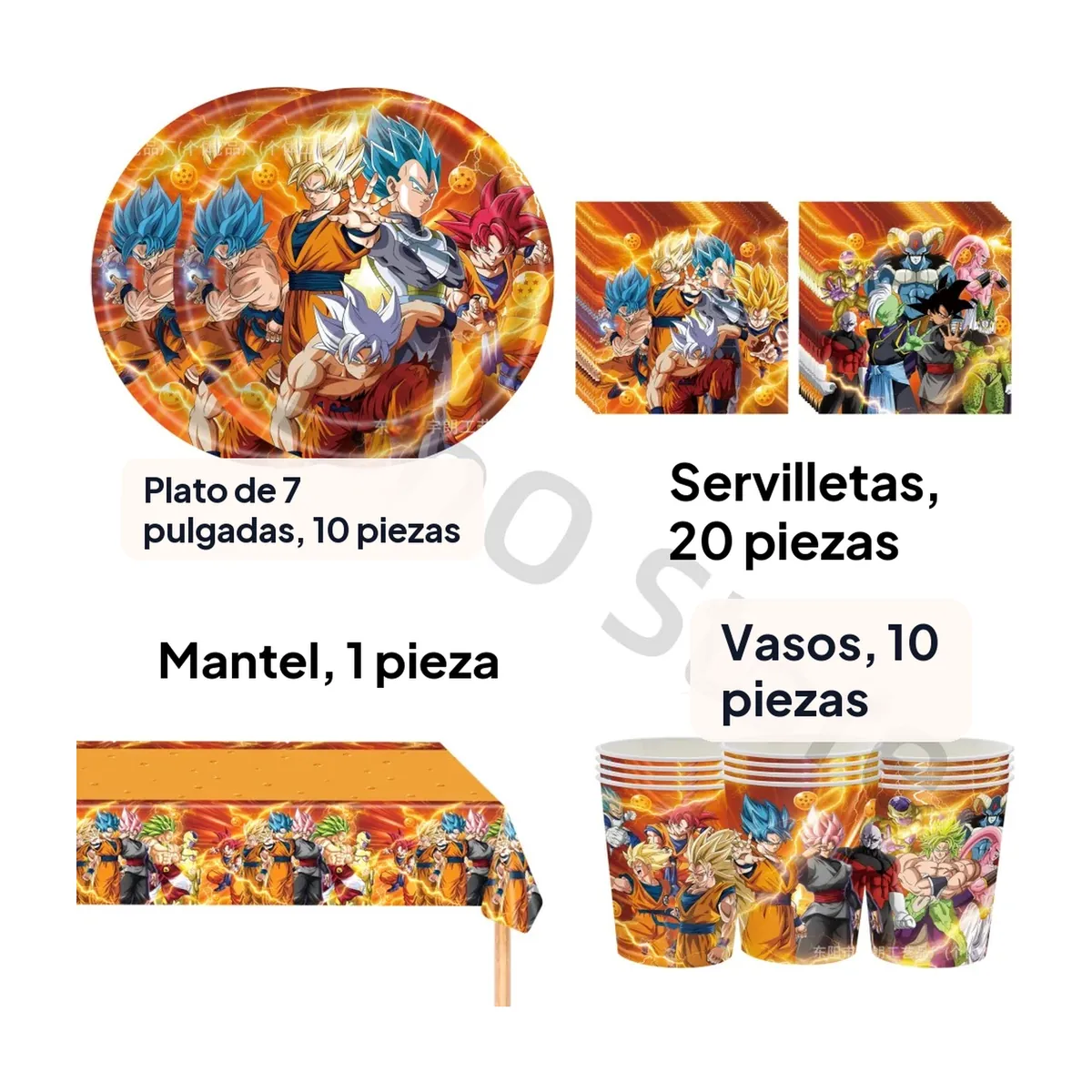 Artículos de fiesta de cumpleaños de Dragon Ball: globos y vajilla – set de 41 piezas
