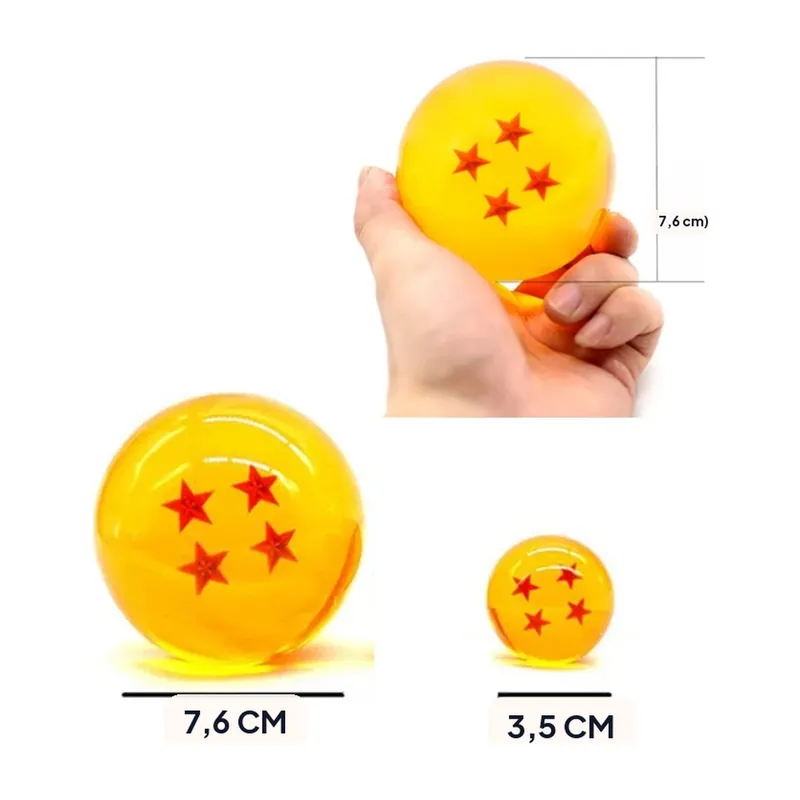 Bola de cristal Dragon Ball Z: esfera de 3.5 o 7.6 cm con estrellas – Elige modelo y tamaño