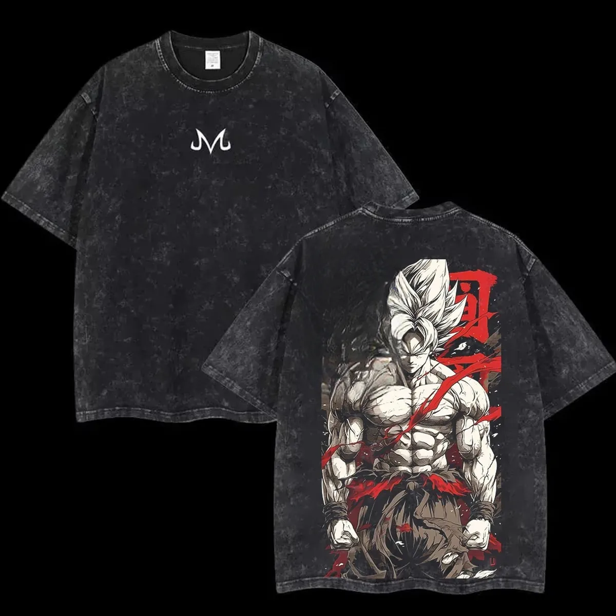 Camiseta de anime de Goku lavada, algodón holgado – vue 2