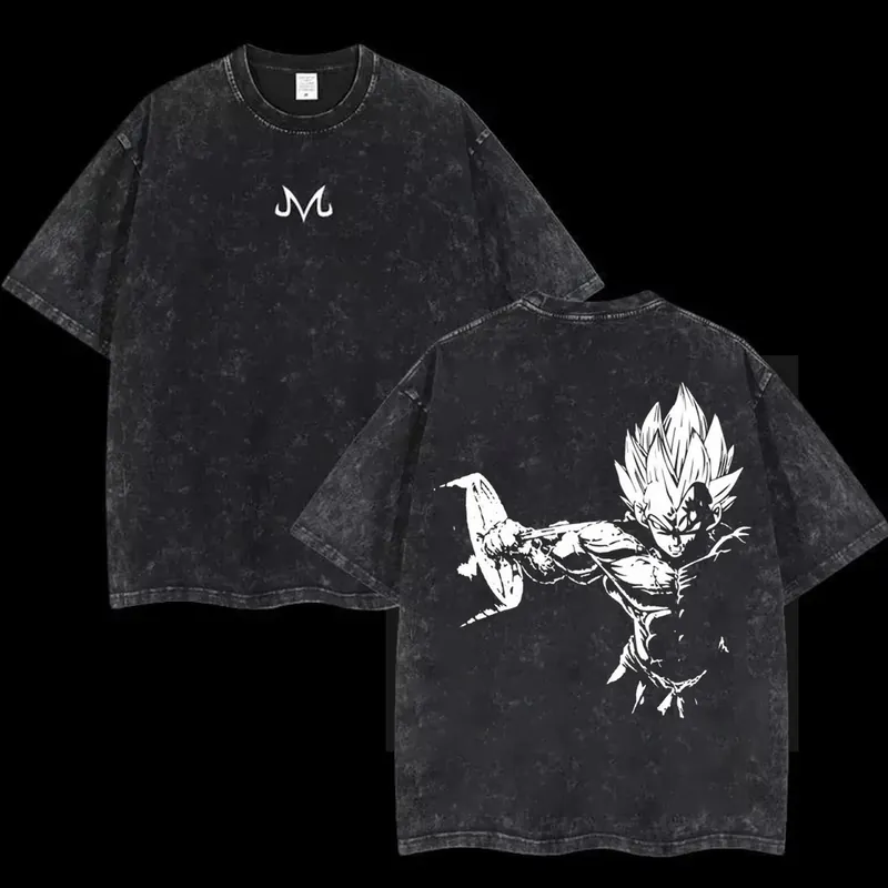 Camiseta de anime de Goku lavada, algodón holgado – Elige diseño y talla