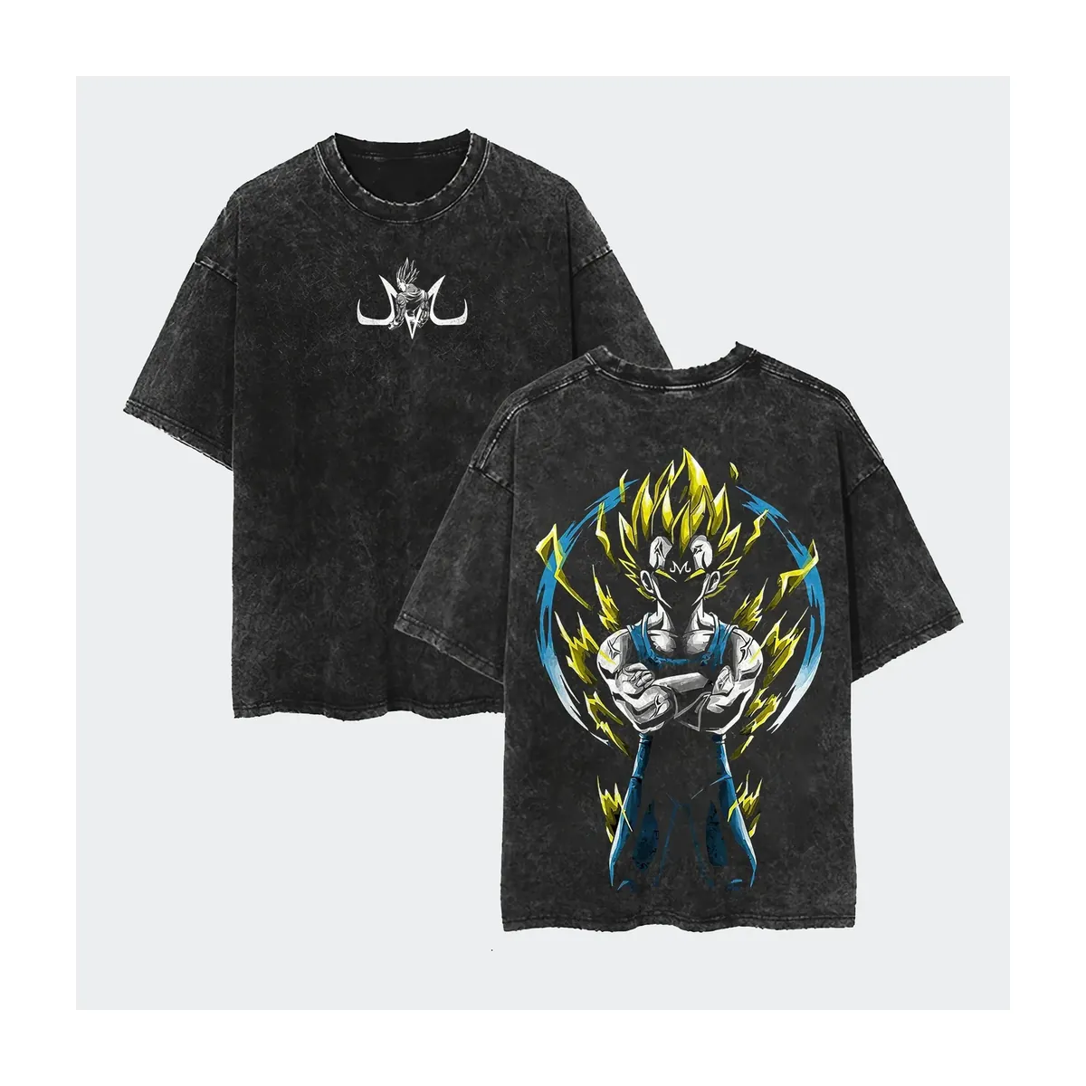 Camiseta de anime de Goku lavada, algodón holgado – modèle 12
