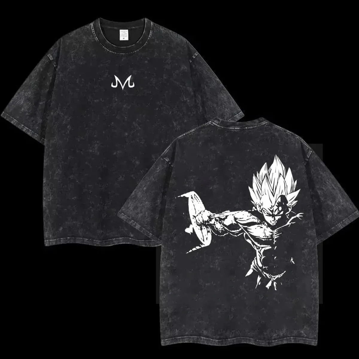Camiseta de anime de Goku lavada, algodón holgado – modèle 15