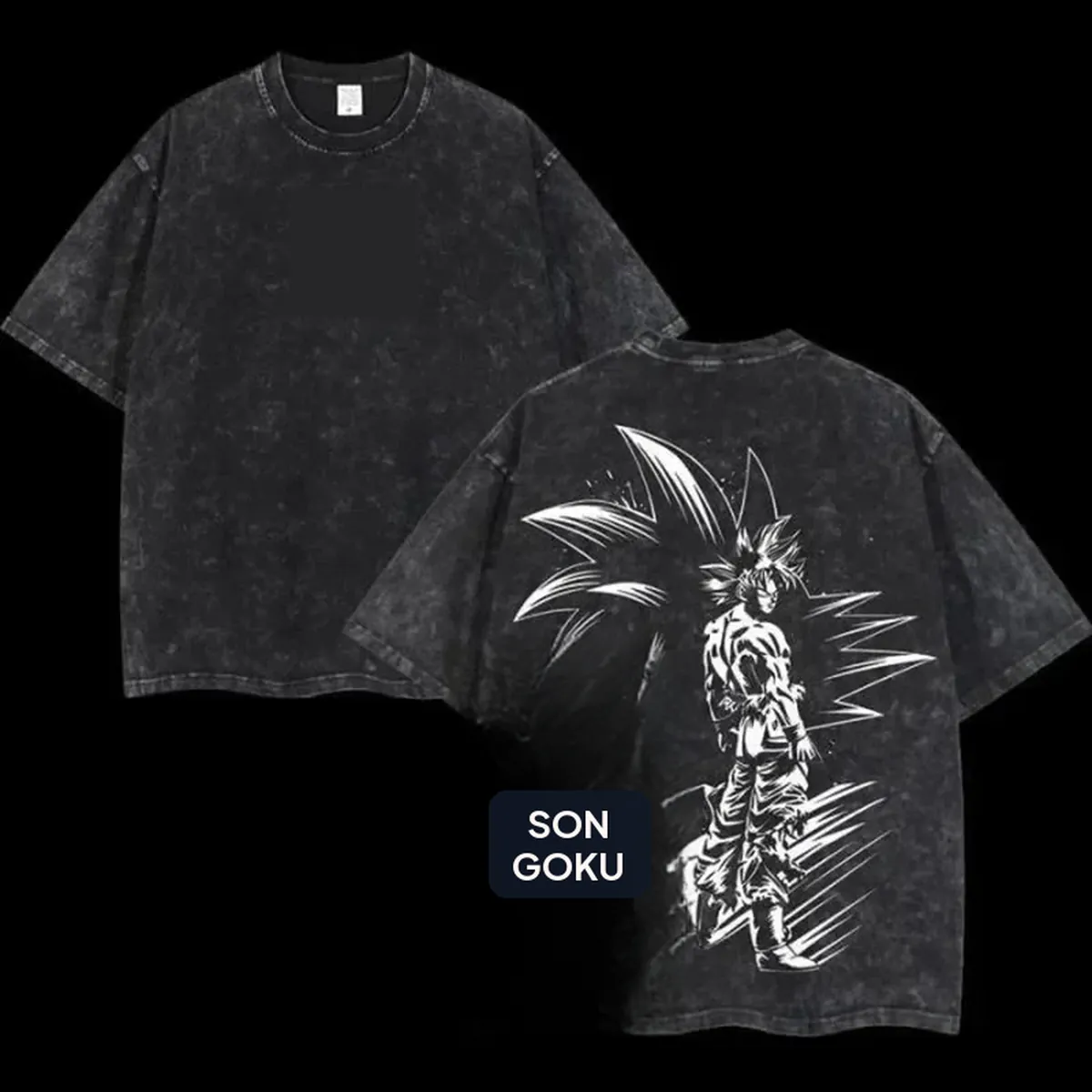 Camiseta de anime de Goku lavada, algodón holgado – modèle 17