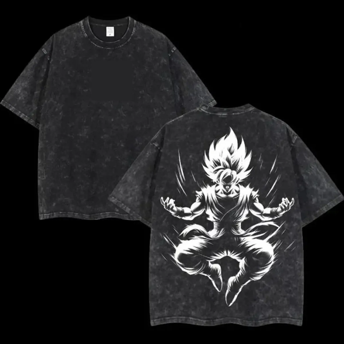 Camiseta de anime de Goku lavada, algodón holgado – modèle 19
