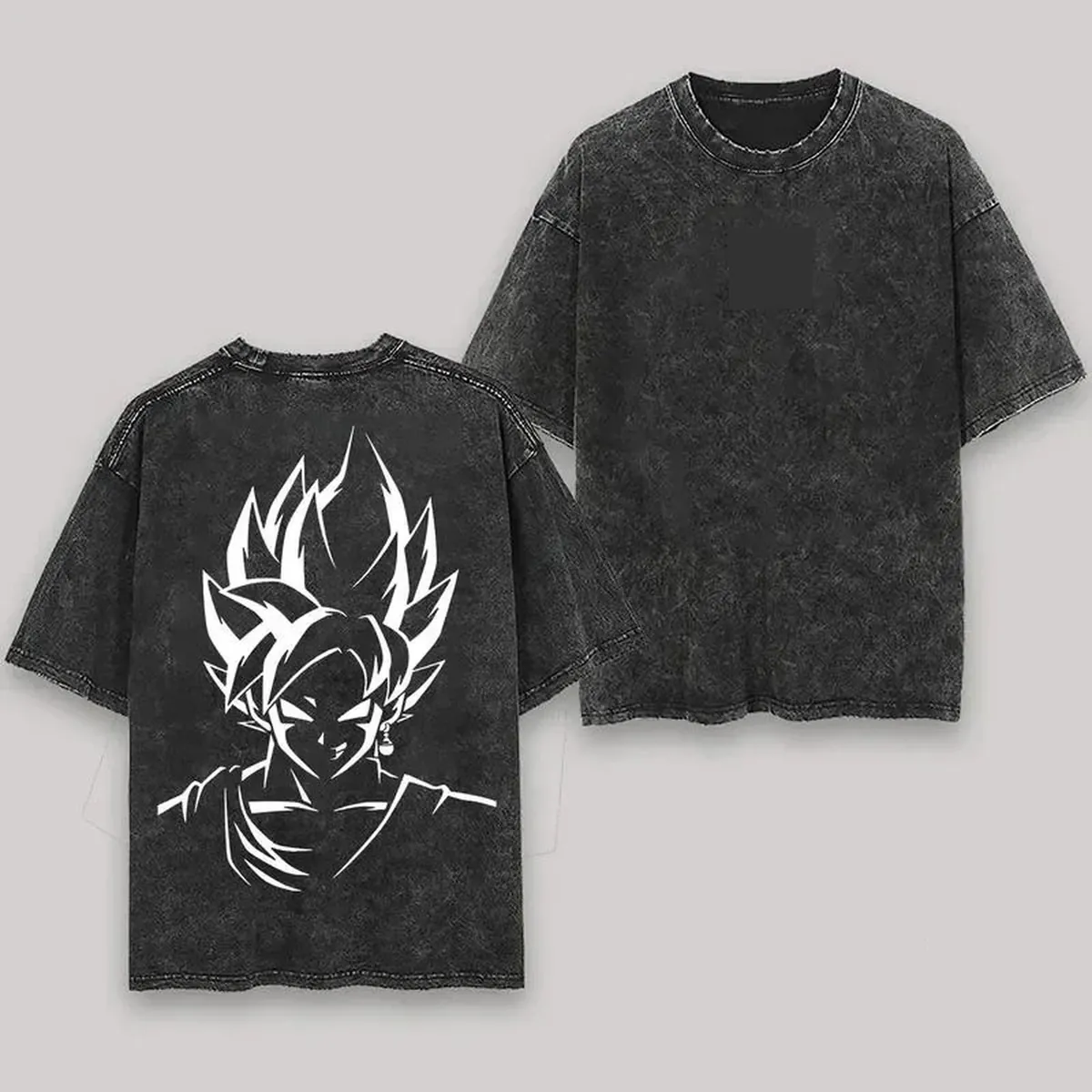 Camiseta de anime de Goku lavada, algodón holgado – modèle 23