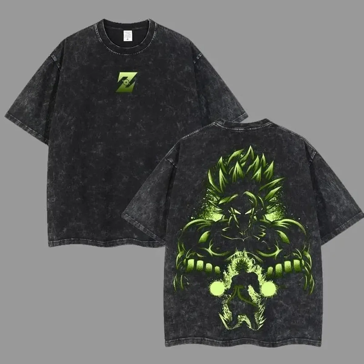 Camiseta de anime de Goku lavada, algodón holgado – modèle 24