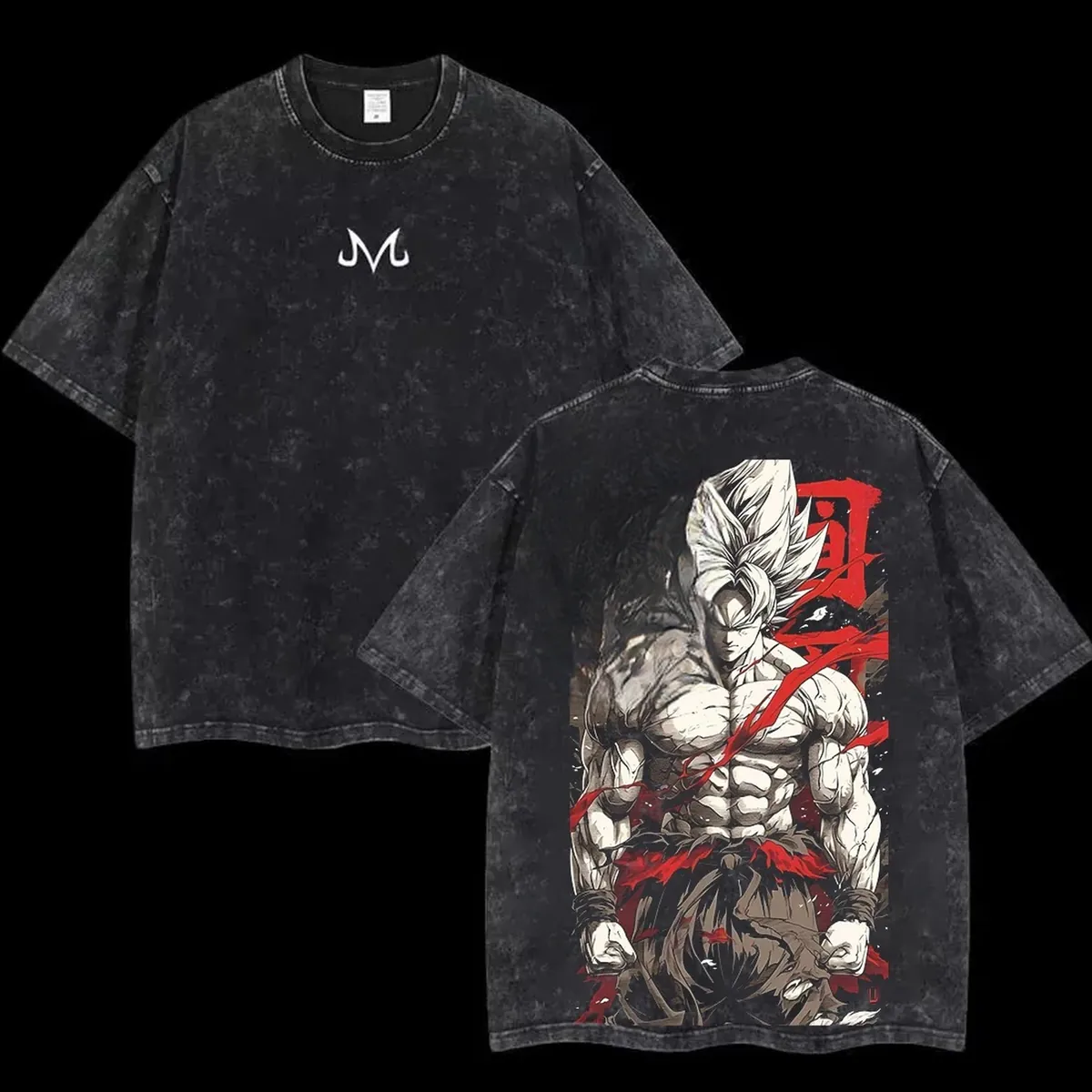 Camiseta de anime de Goku lavada, algodón holgado – modèle 25