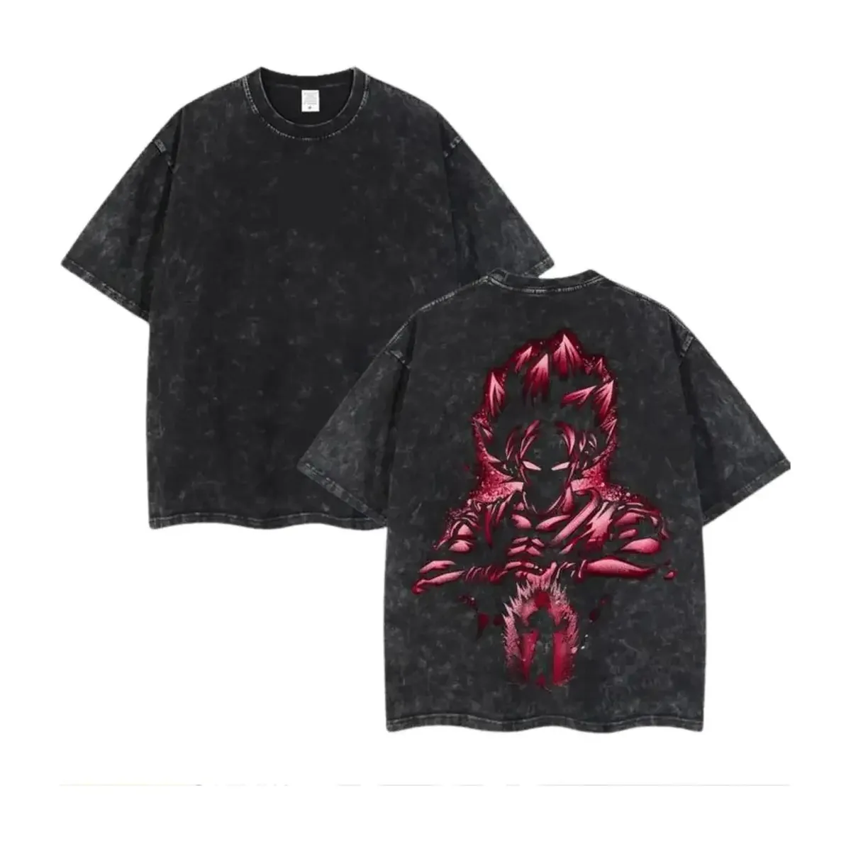 Camiseta de anime de Goku lavada, algodón holgado – modèle 26