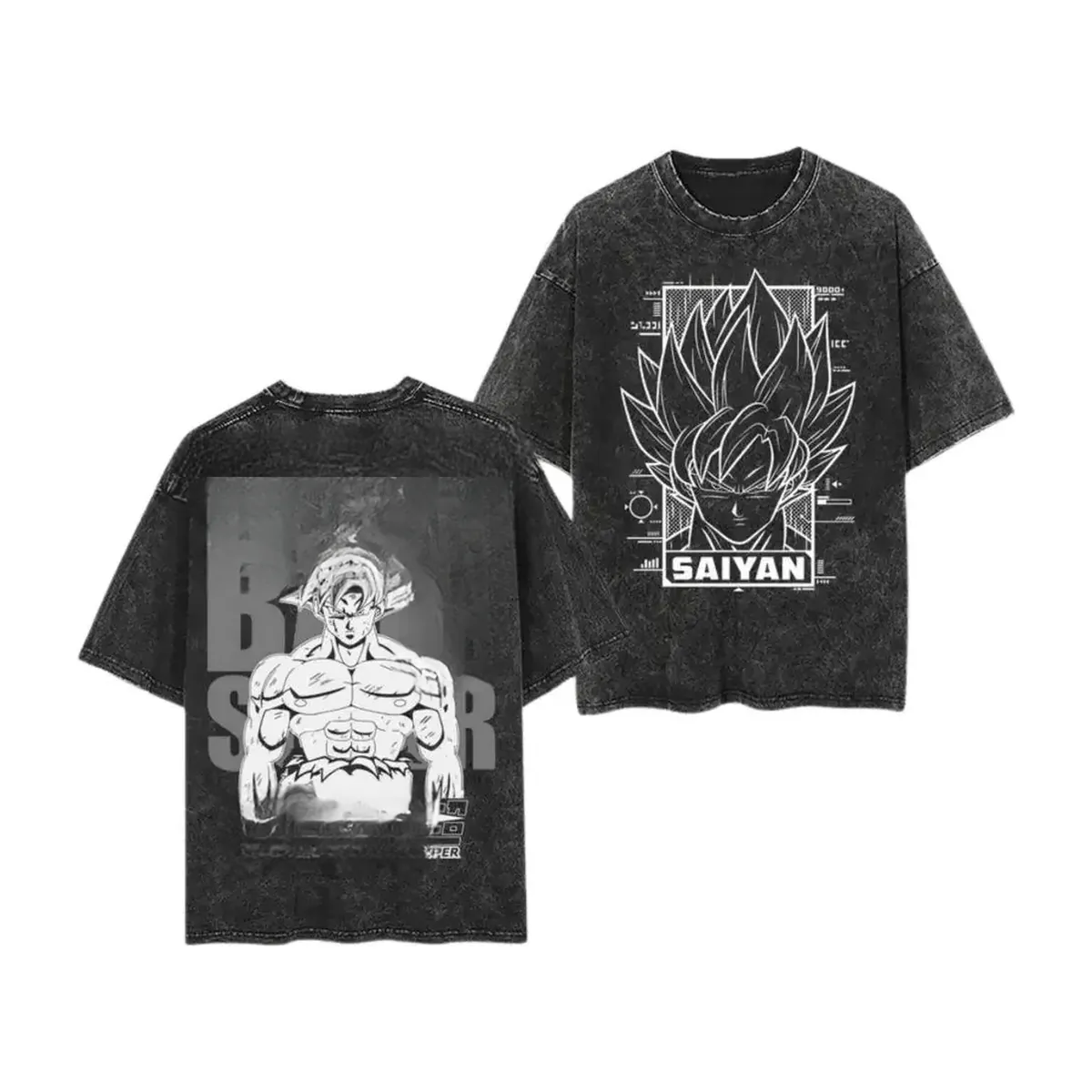 Camiseta de anime de Goku lavada, algodón holgado – modèle 27