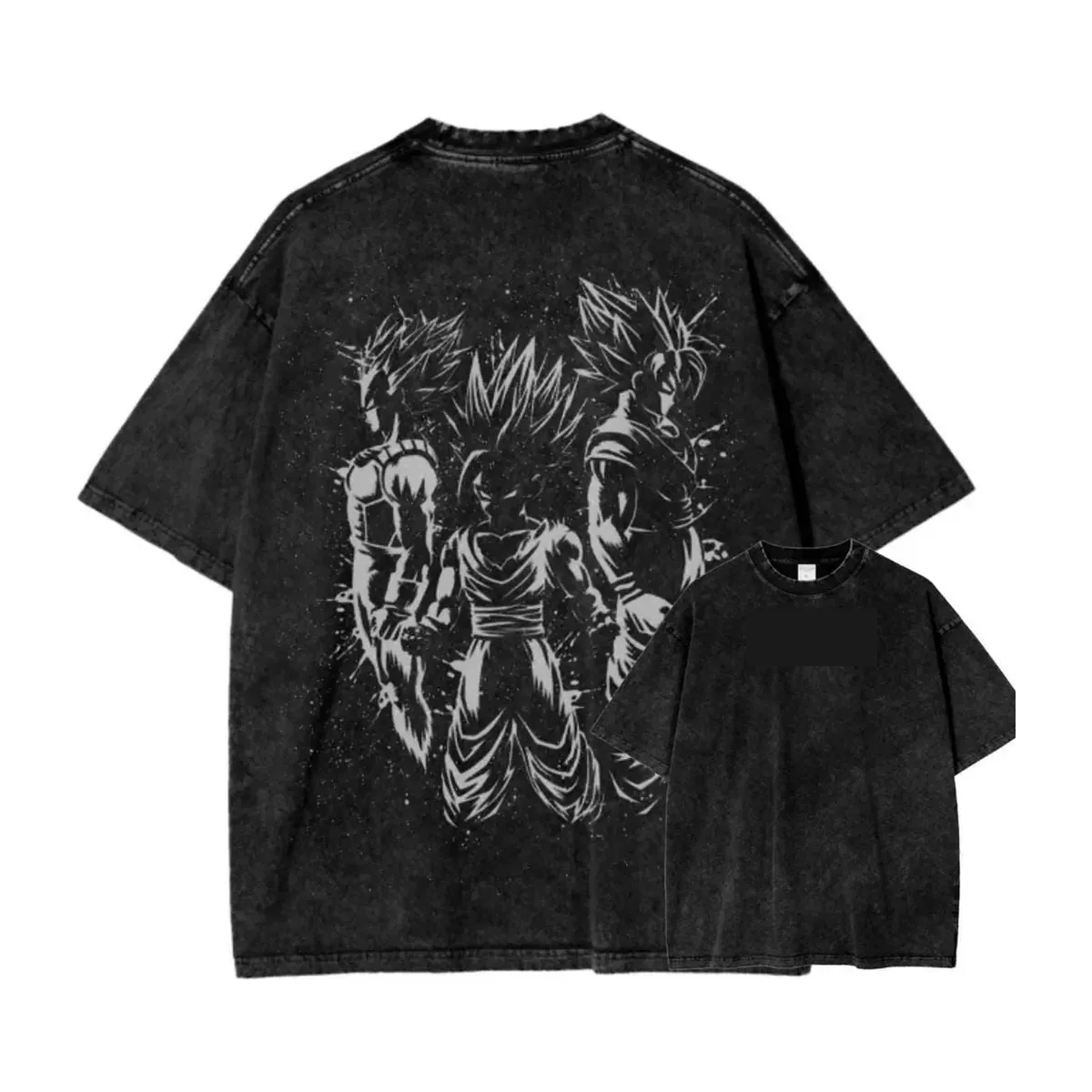Camiseta de anime de Goku lavada, algodón holgado – modèle 28