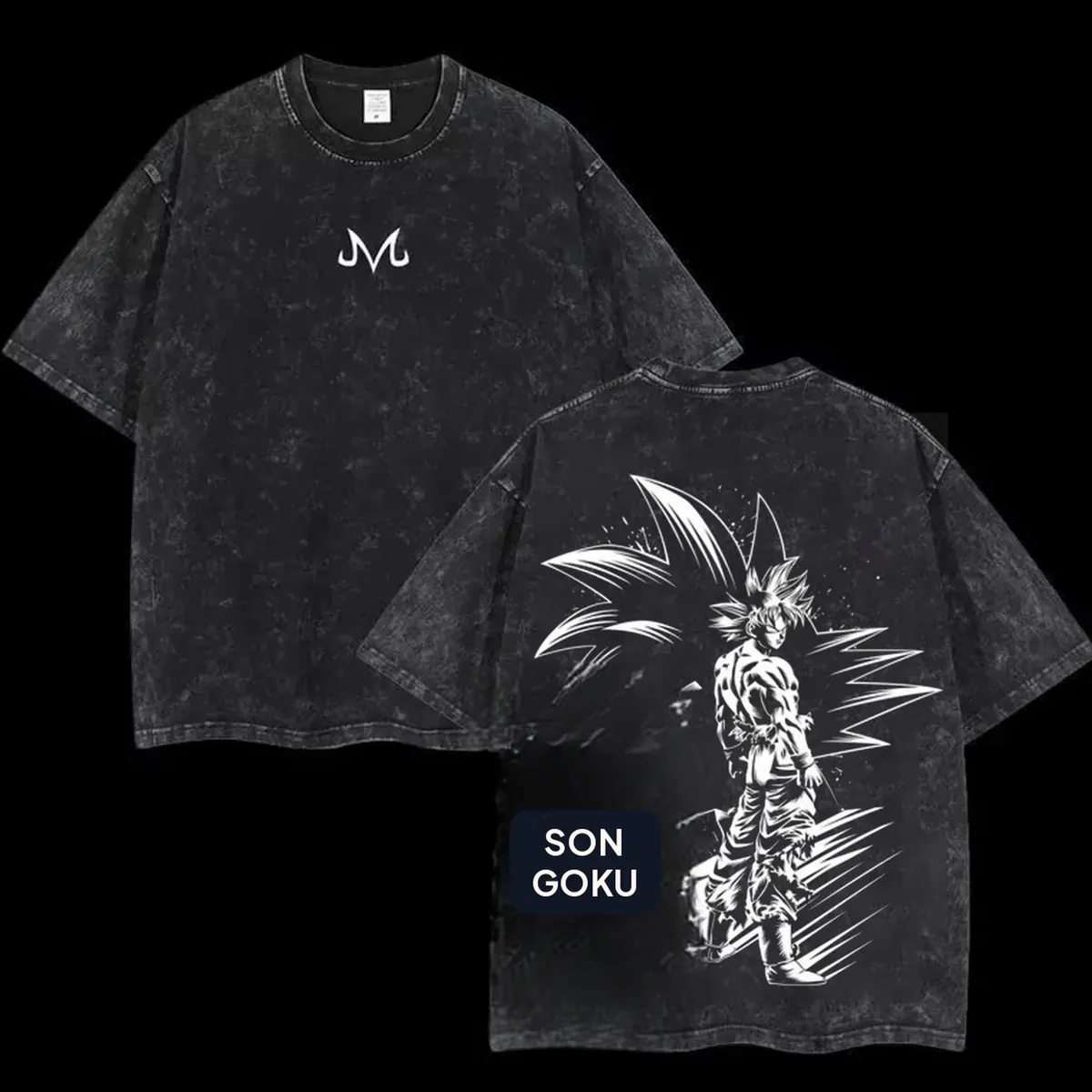 Camiseta de anime de Goku lavada, algodón holgado – modèle 3