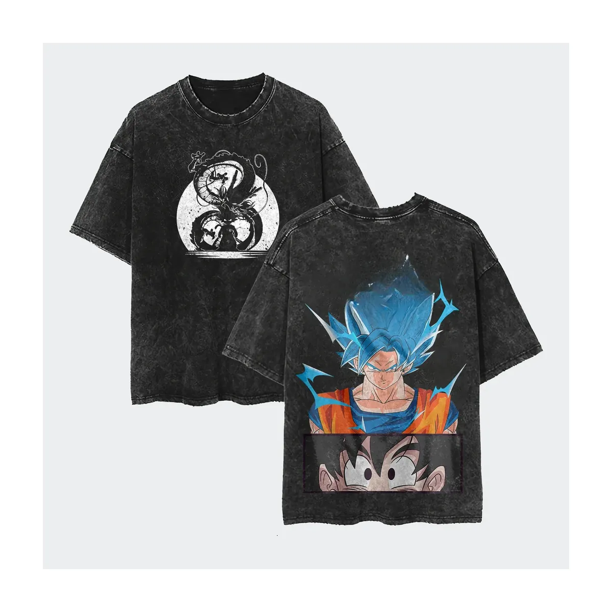 Camiseta de anime de Goku lavada, algodón holgado – modèle 7