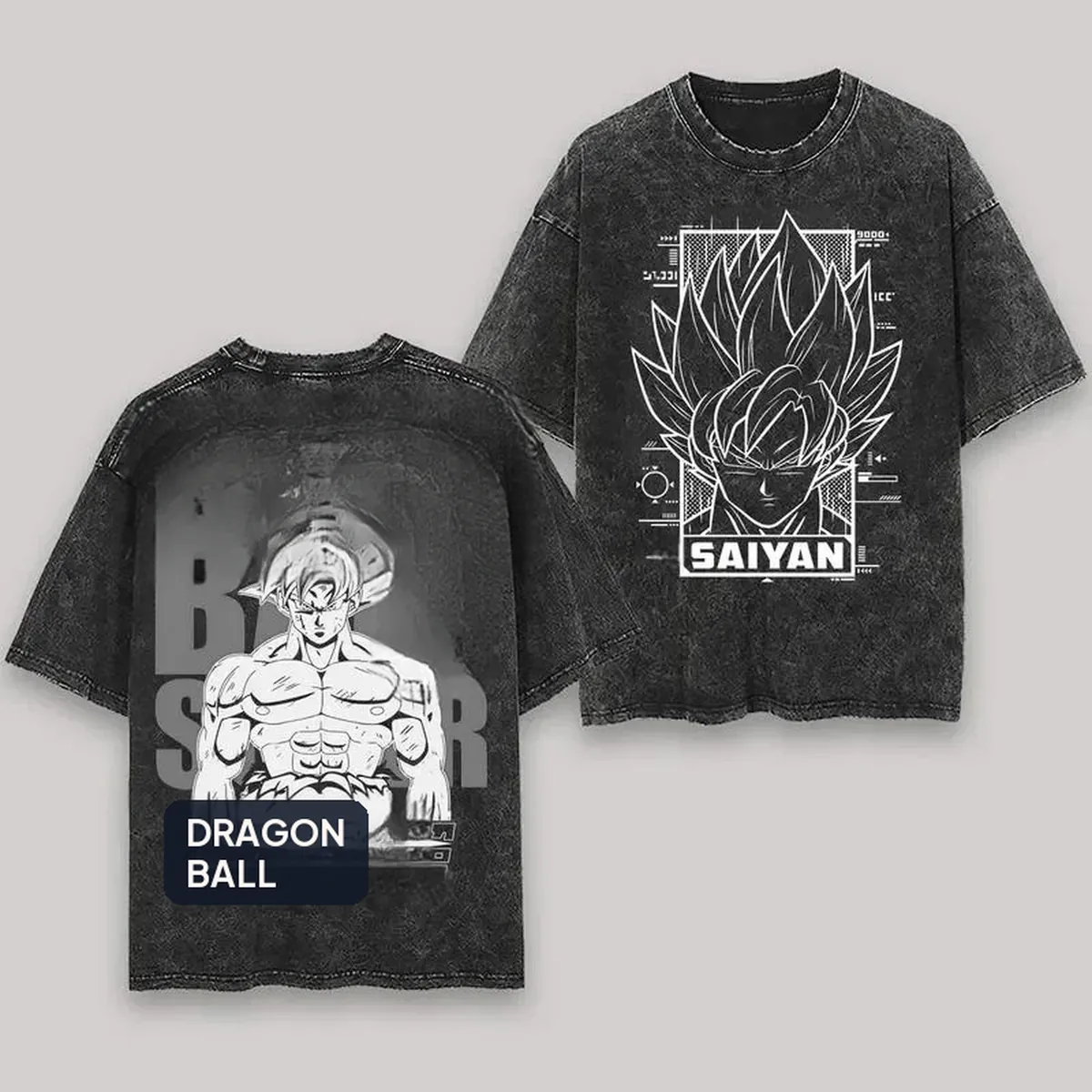 Camiseta de anime de Goku lavada, algodón holgado – modèle 9