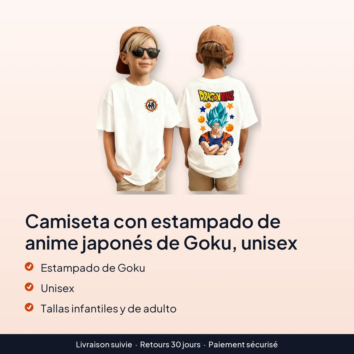 Camiseta con estampado de anime japonés de Goku, unisex : estampado de goku, unisex, tallas infantiles y de adulto
