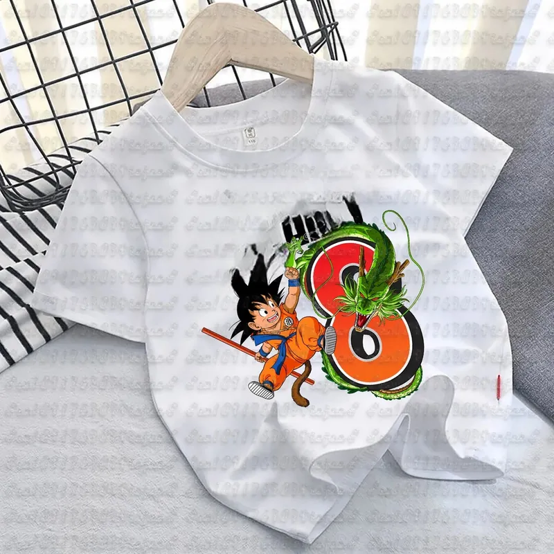 Camiseta de Goku de algodón para niños, manga corta – Lávala una vez