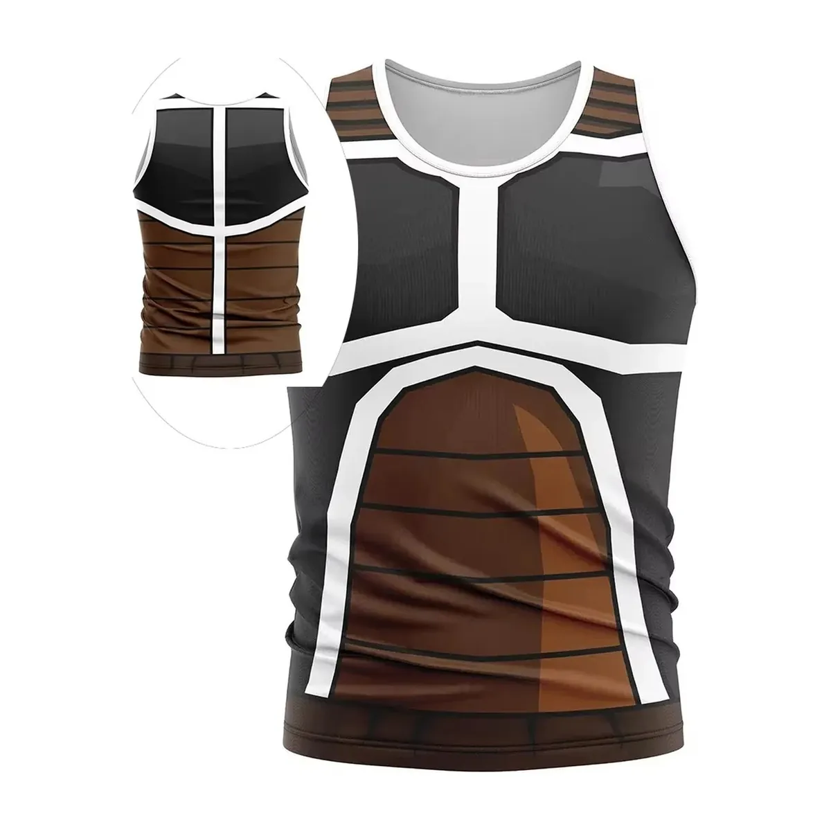 Camiseta sin mangas de cosplay con armadura saiyajin 3D – vue 2