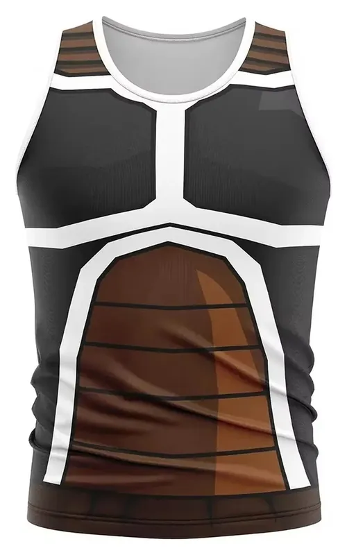 Camiseta sin mangas de cosplay con armadura saiyajin 3D