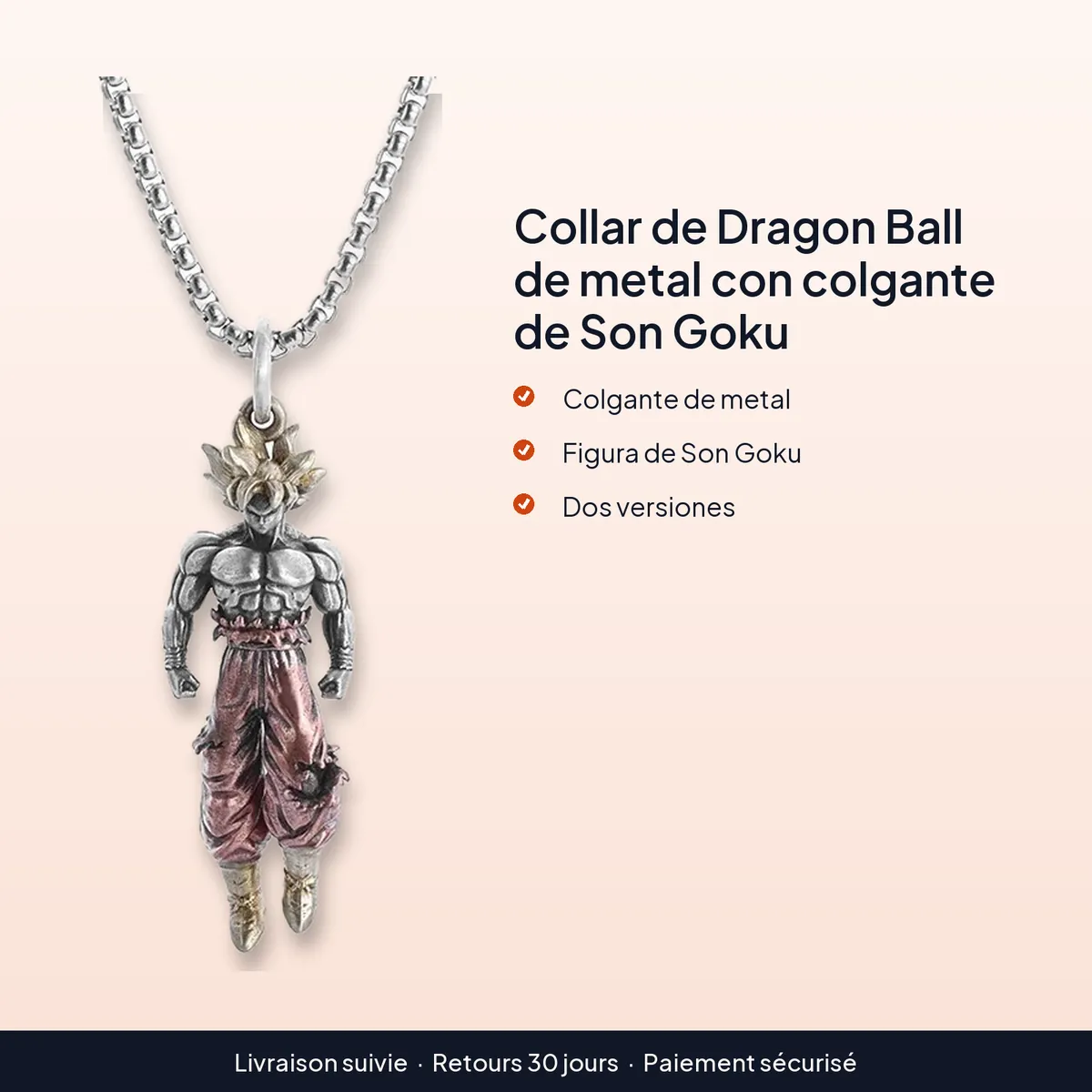 Collar de Dragon Ball de metal con colgante de Son Goku : colgante de metal, figura de son goku, dos versiones