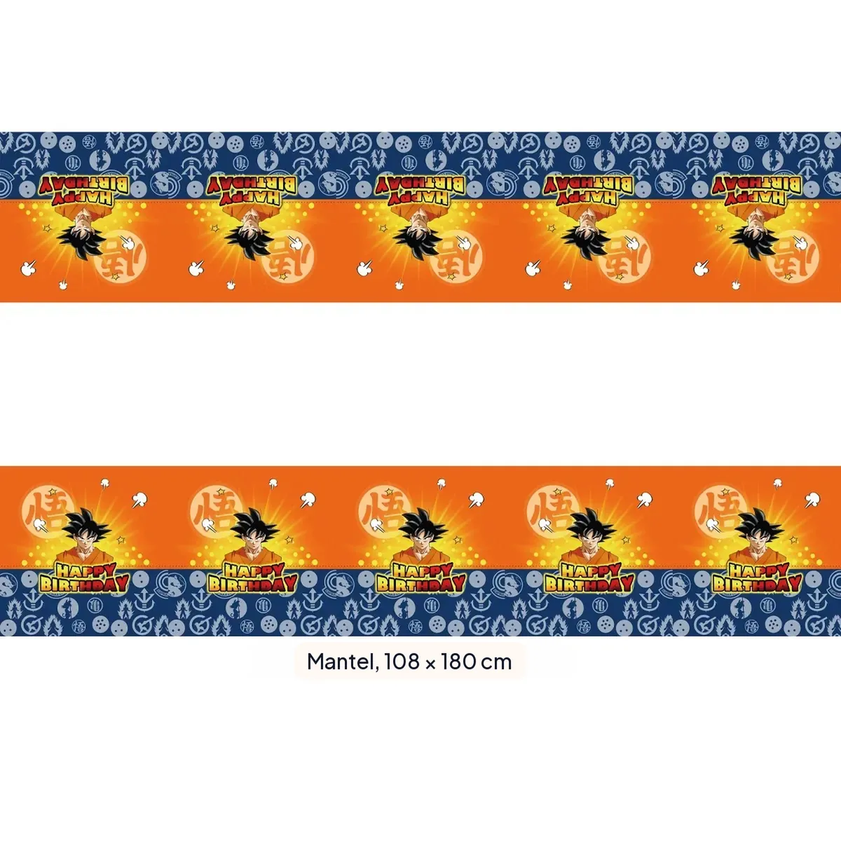 Decoración de cumpleaños de Dragon Ball Z con vajilla y topper – mantel, 108 × 180 cm