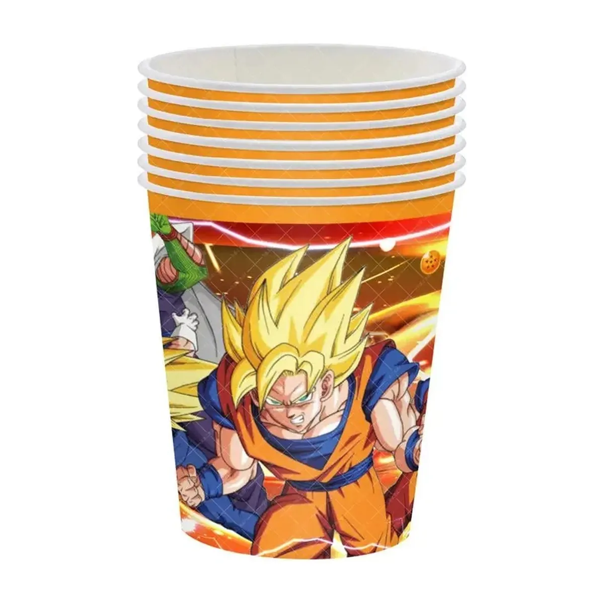 Decoración de cumpleaños de Dragon Ball Z con vajilla y topper – vasos, 10 piezas