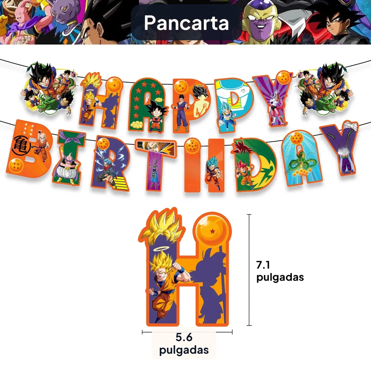 Decoración para fiesta de cumpleaños de Dragon Ball: set por piezas – 1 banner