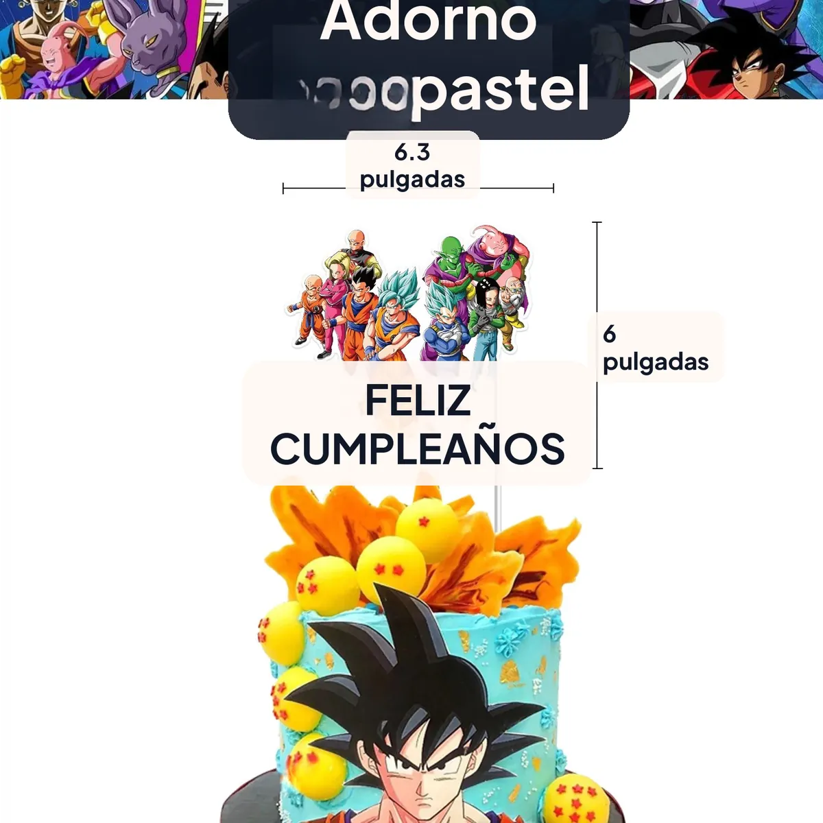 Decoración para fiesta de cumpleaños de Dragon Ball: set por piezas – adorno para pastel, 1 pieza
