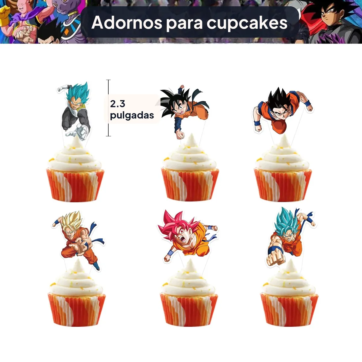 Decoración para fiesta de cumpleaños de Dragon Ball: set por piezas – adorno para pastel, 12 piezas