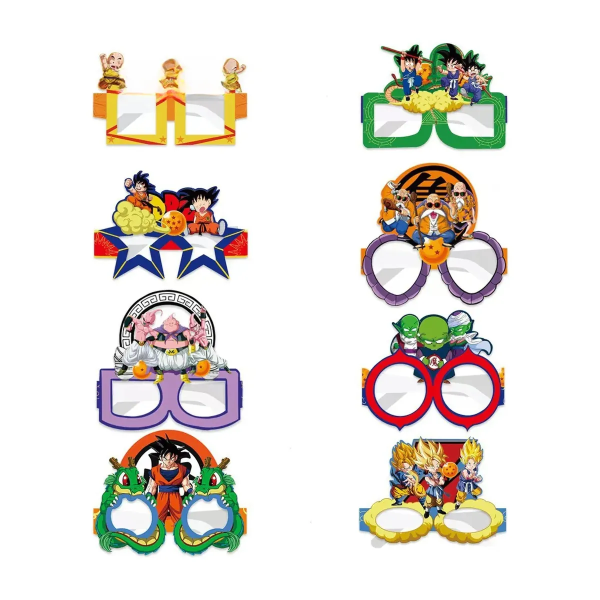 Decoración para fiesta de cumpleaños de Dragon Ball: set por piezas – lentes de papel, 8 piezas