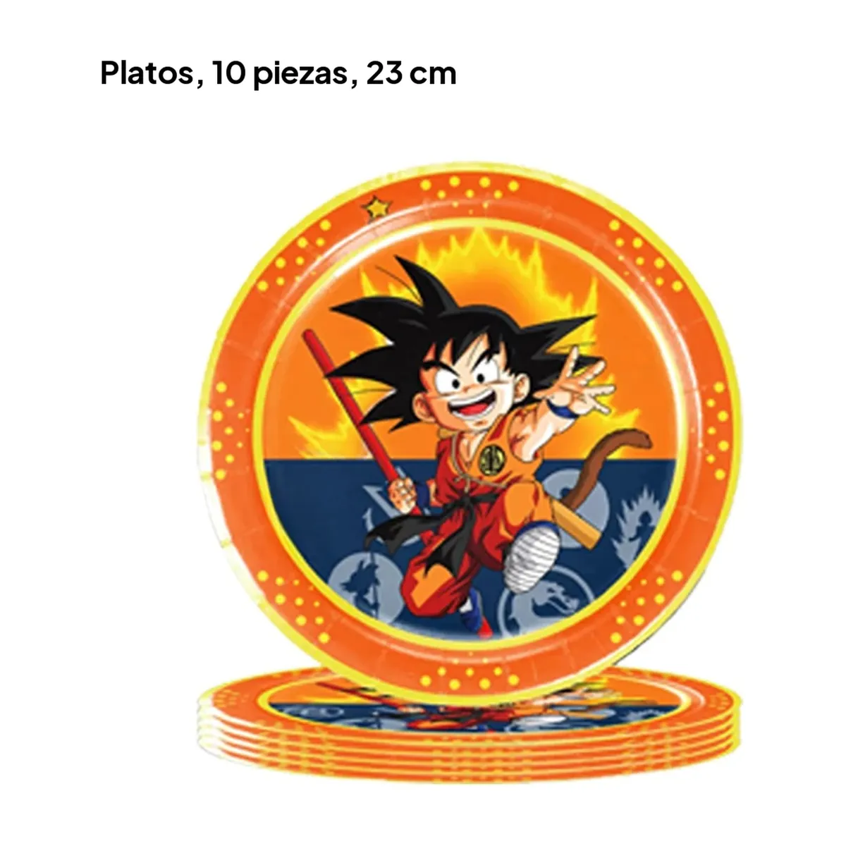Decoración para fiesta de cumpleaños de Dragon Ball: set por piezas – platos de 9 pulgadas, 10 piezas