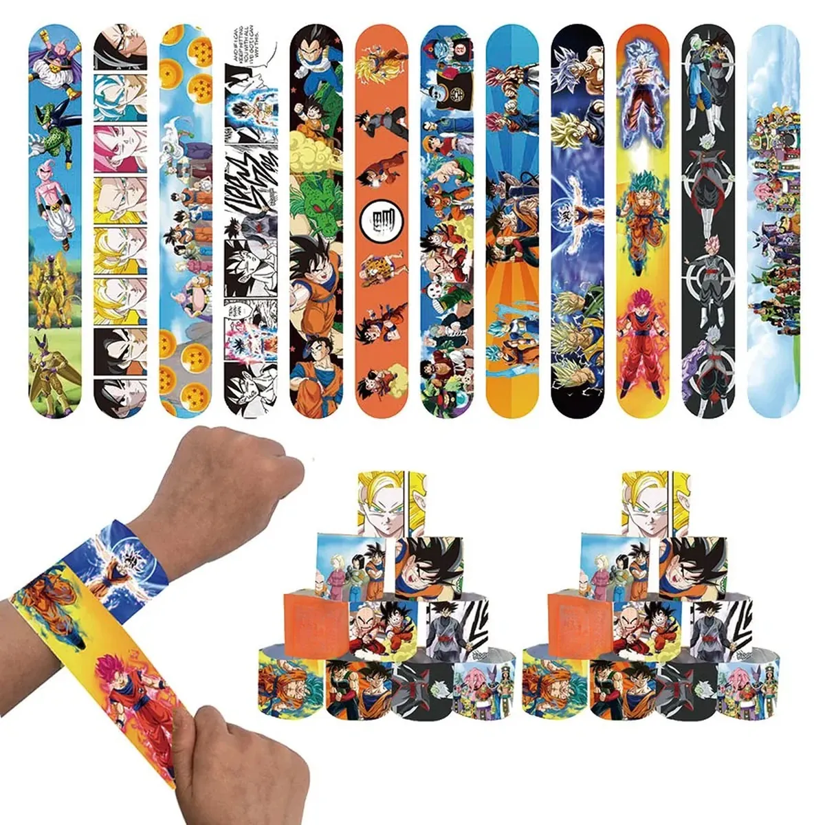 Decoración para fiesta de cumpleaños de Dragon Ball: set por piezas – pulseras slap, 12 piezas