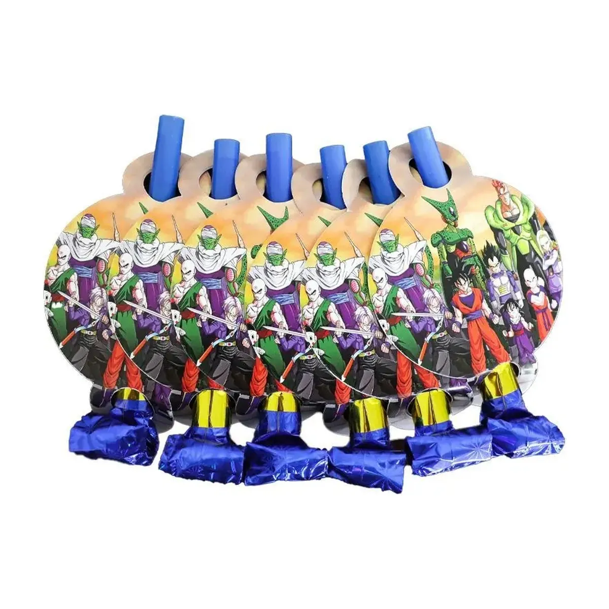 Decoración para fiesta de cumpleaños de Dragon Ball: set por piezas – silbatos de fiesta, 6 piezas