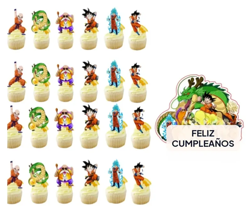 Decoración para pastel de Dragon Ball con figura de Goku