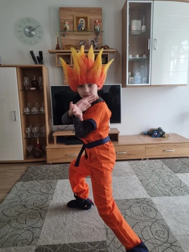 Foto de un comprador: Disfraces de Halloween para niños y niñas, Goku con peluca o en lote de 8