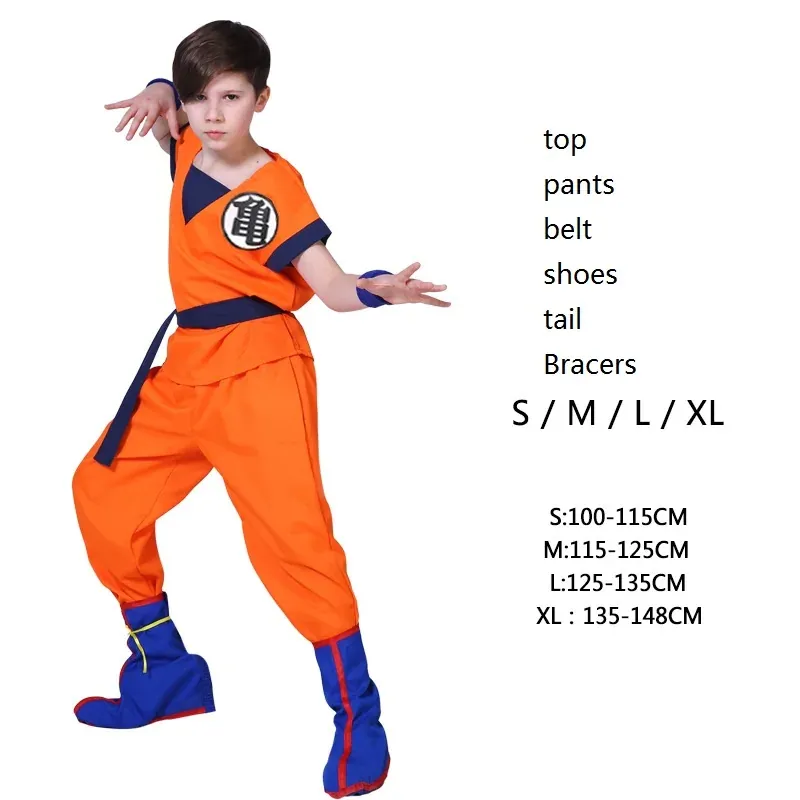 Disfraz de Anime Z Son Goku para niños traje – gui avec shoes, lot de 6 / 110(height ), 100-115 cm