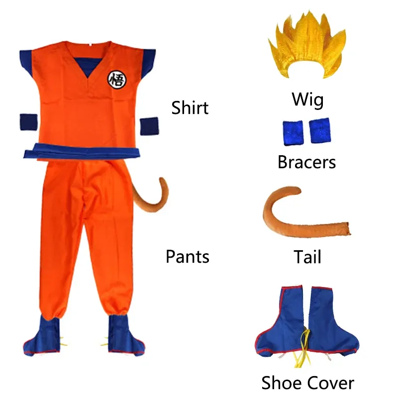Disfraz de Goku para niños y adultos de Halloween – style a / m height, 125-135 cm