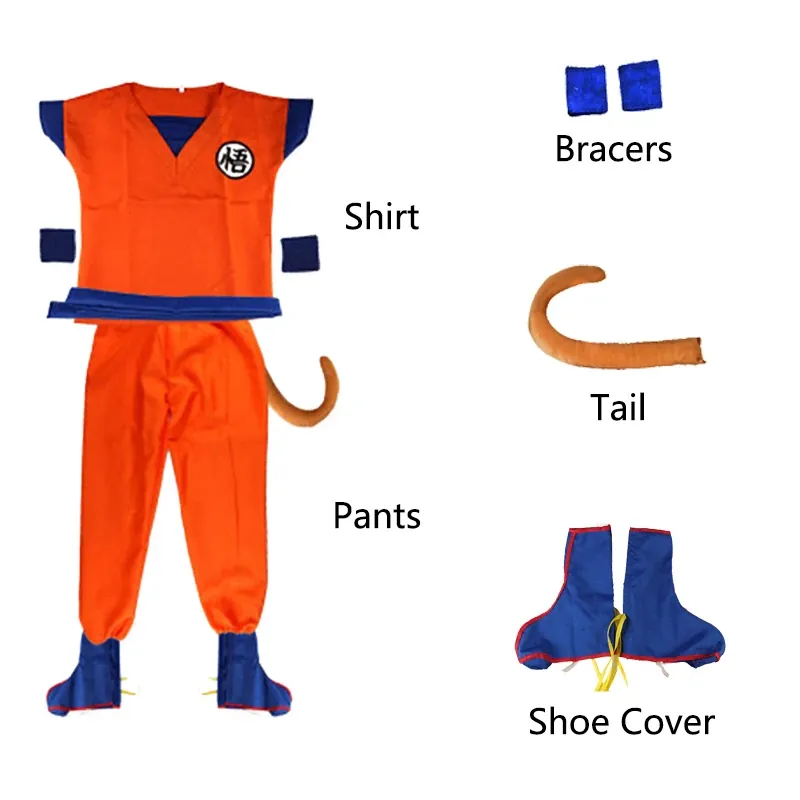 Disfraz de Goku para niños y adultos de Halloween, tallas de 95 a 185 cm – Póntelo