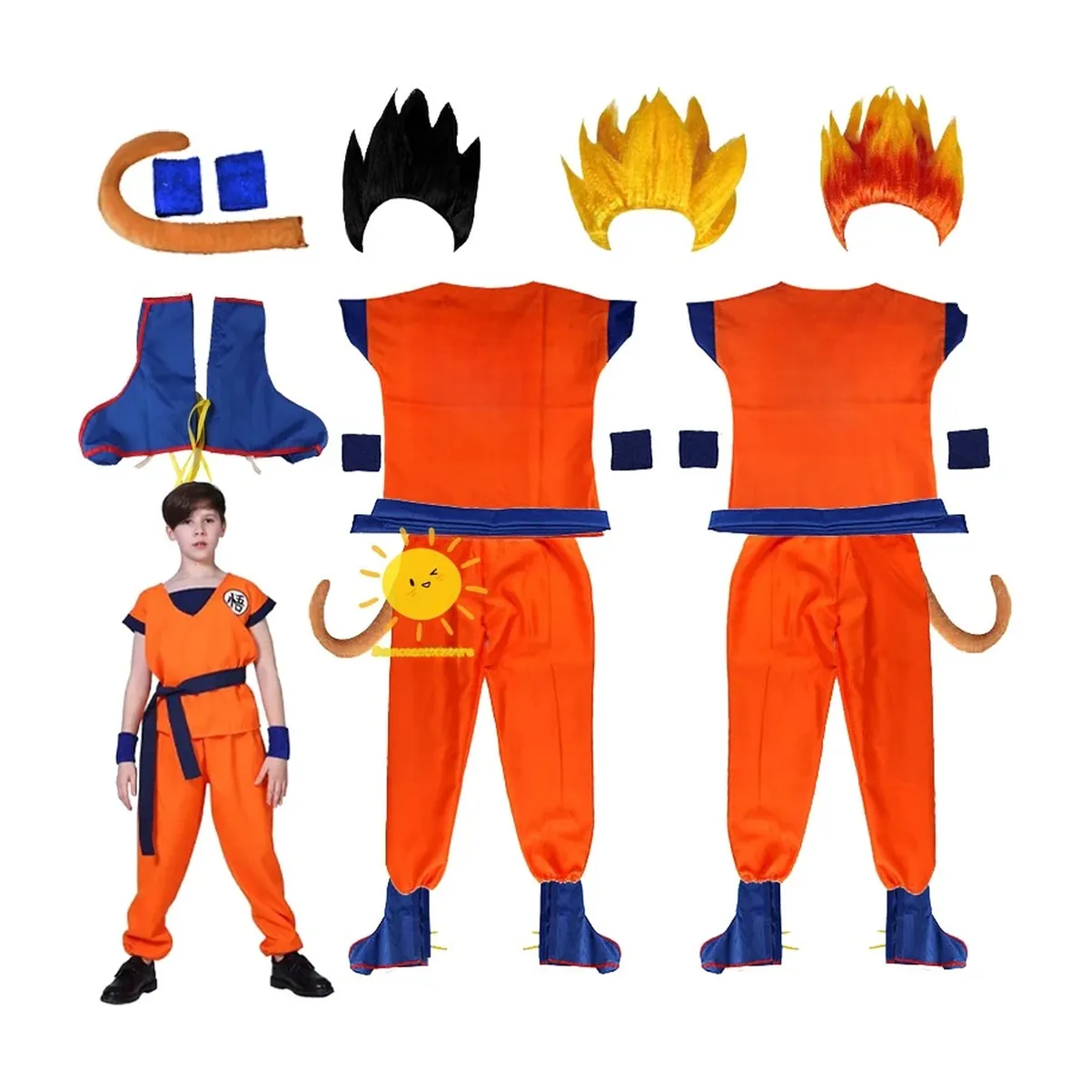 Disfraz de Goku para niños y adultos de Halloween, tallas de 95 a 185 cm – vue 2