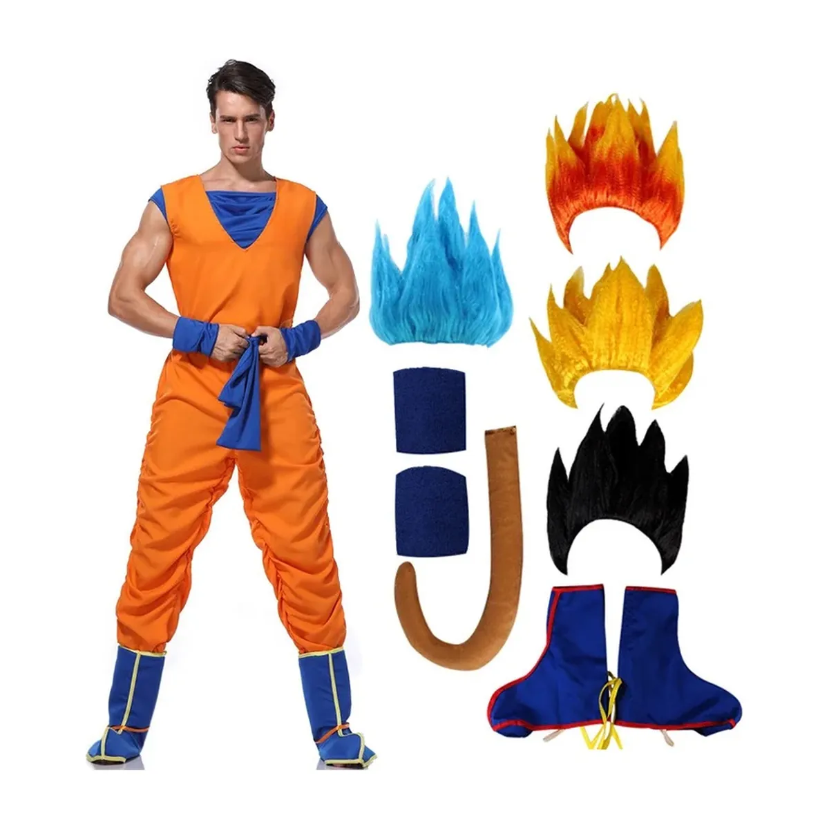 Disfraz de Halloween Super Saiyan para hombre, talla M a XL – vue 2