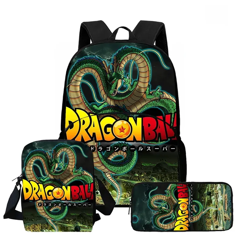 Mochila de Dragon Ball escolar ligera, juego de 3 piezas – Elige tu diseño