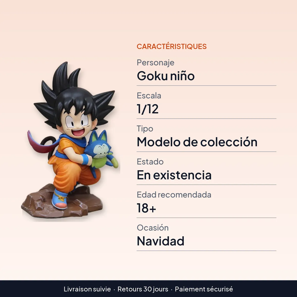 Dragon Ball: pequeño Goku de la infancia, figura a escala 1/12 : caractéristiques