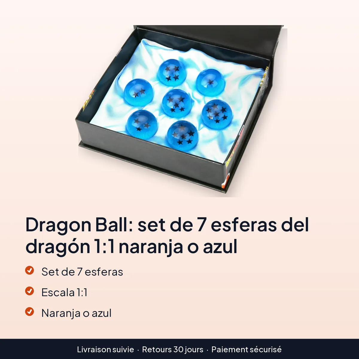 Dragon Ball: set de 7 esferas del dragón 1:1 naranja o azul : set de 7 esferas, escala 1:1, naranja o azul