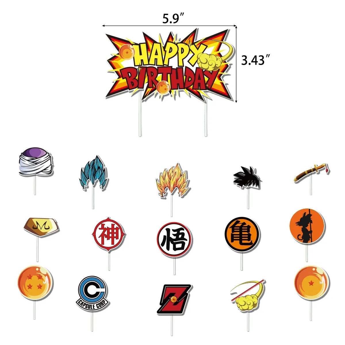 Dragon Ball Z-suministros para fiesta de feliz cumpleaños decoraciones – cake topper