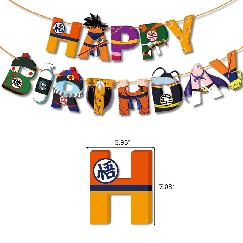 Adornos de cumpleaños de Dragon Ball Z: topper y banners – Coloca el topper