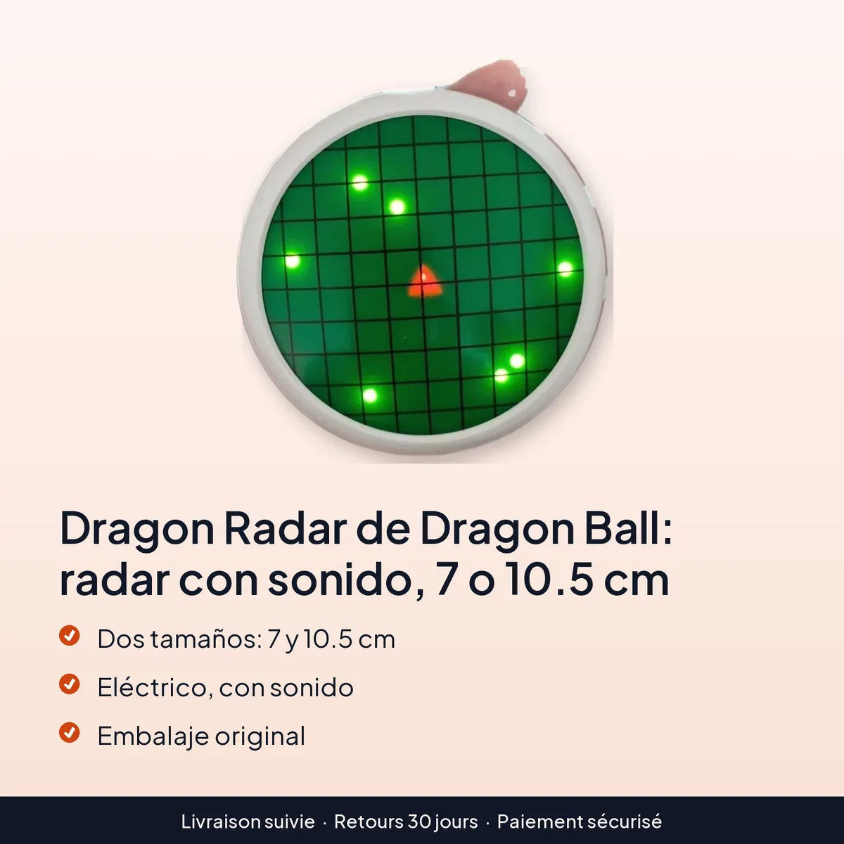Dragon Radar de Dragon Ball: radar con sonido, 7 o 10.5 cm : dos tamaños: 7 y 10.5 cm, eléctrico, con sonido, embalaje original