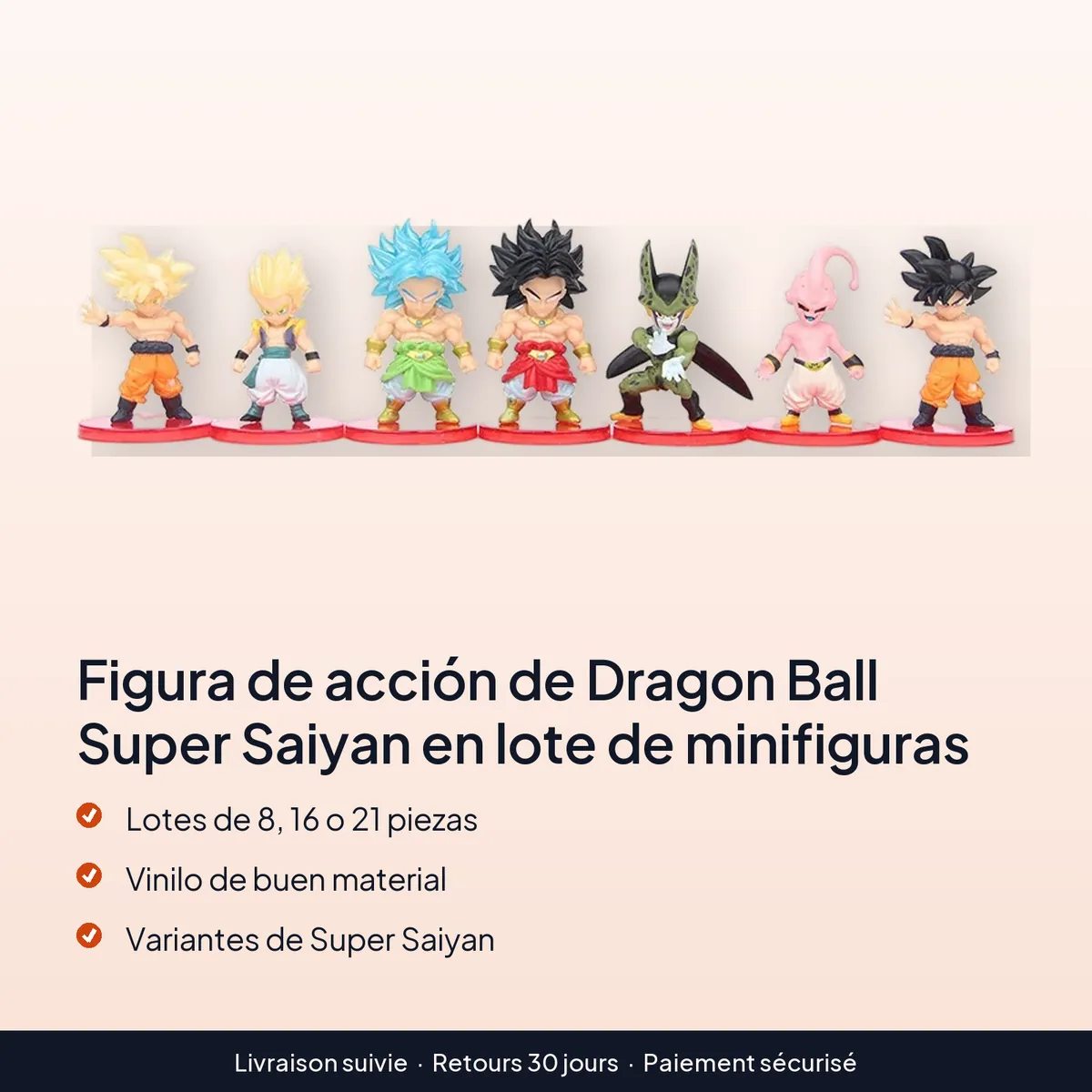Figura de acción de Dragon Ball Super Saiyan en lote de minifiguras : lotes de 8, 16 o 21 piezas, vinilo de buen material, variantes de super saiyan