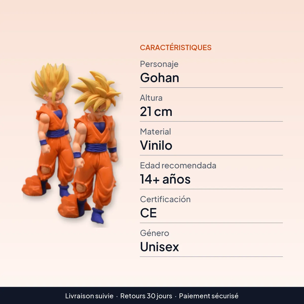 Figura de acción de Gohan de 21 cm en vinilo, 4 modelos : caractéristiques